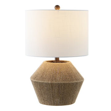 Alma 21.75" Coastal Rustic Iron/Rope LED Table Lamp - JONATHAN Y